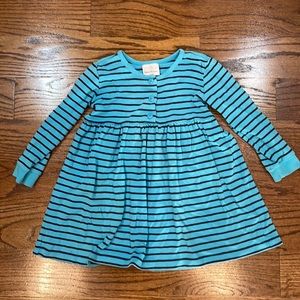 Hanna Andersson light and dark blue striped long-sleeved rugby-style dress